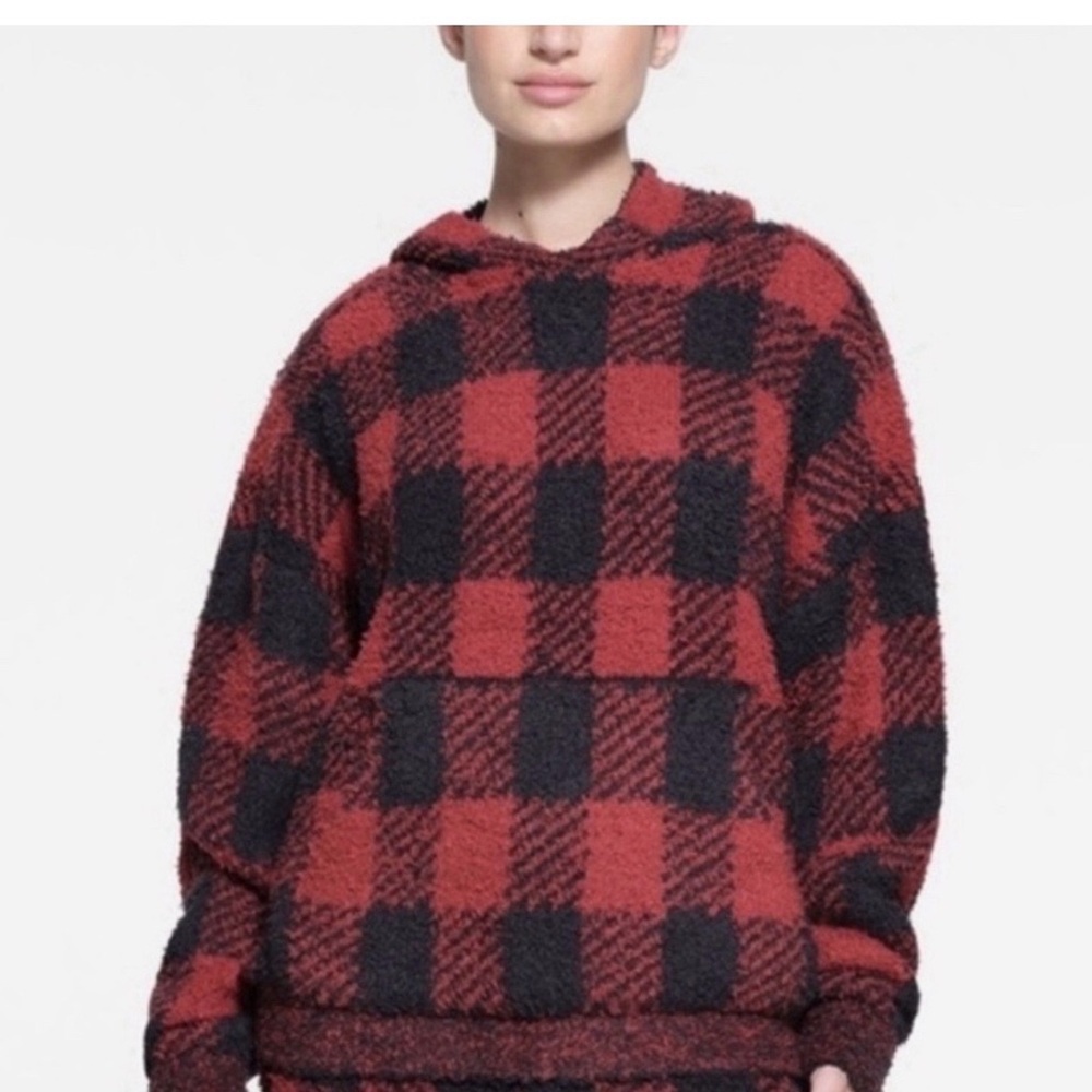 NWT SKIMS Red and Black Plaid  Hoodie